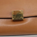 CELINE Trapeze Hand Bag Suede Leather 2way Beige Gold Auth ka7040-18