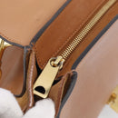 CELINE Trapeze Hand Bag Suede Leather 2way Beige Gold Auth ka7040-20