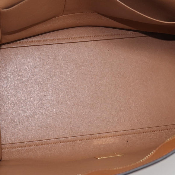 CELINE Trapeze Hand Bag Suede Leather 2way Beige Gold Auth ka7040