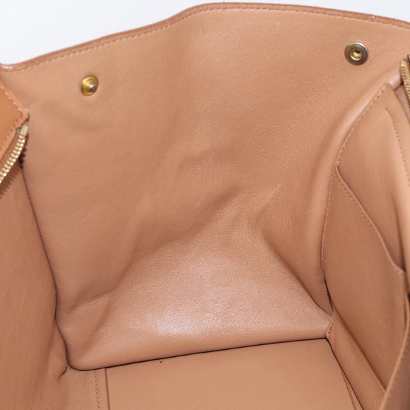 CELINE Trapeze Hand Bag Suede Leather 2way Beige Gold Auth ka7040