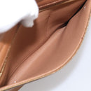 CELINE Trapeze Hand Bag Suede Leather 2way Beige Gold Auth ka7040-27