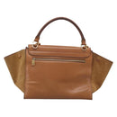 CELINE Trapeze Hand Bag Suede Leather 2way Beige Gold Auth ka7040-3