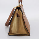 CELINE Trapeze Hand Bag Suede Leather 2way Beige Gold Auth ka7040-5