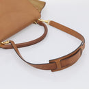 CELINE Trapeze Hand Bag Suede Leather 2way Beige Gold Auth ka7040-9