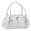 LOEWE Sender Hand Bag Leather White Silver Auth ka7041-1