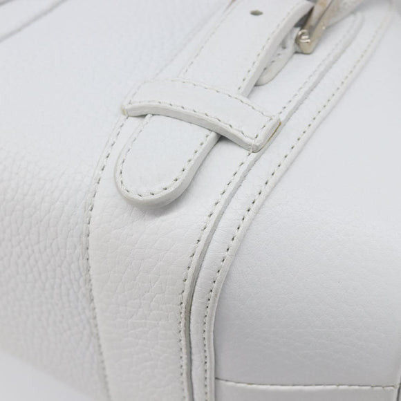 LOEWE Sender Hand Bag Leather White Silver Auth ka7041