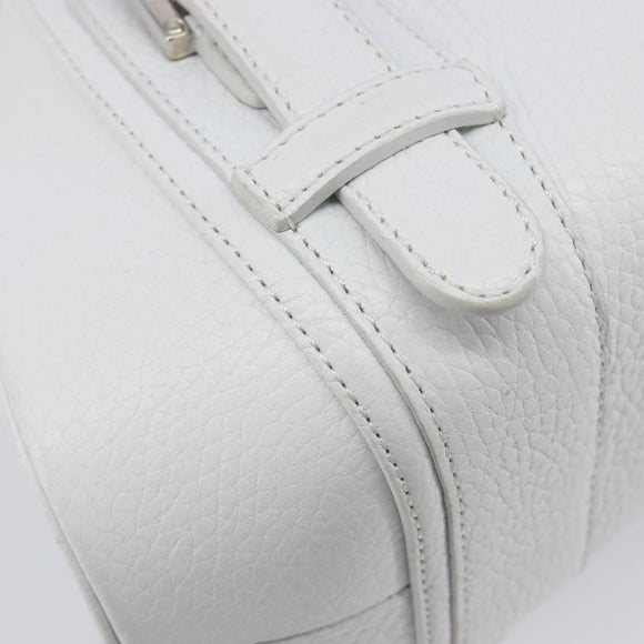 LOEWE Sender Hand Bag Leather White Silver Auth ka7041