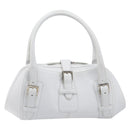 LOEWE Sender Hand Bag Leather White Silver Auth ka7041-2