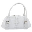 LOEWE Sender Hand Bag Leather White Silver Auth ka7041-3