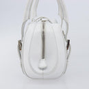 LOEWE Sender Hand Bag Leather White Silver Auth ka7041-5