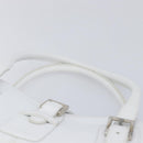 LOEWE Sender Hand Bag Leather White Silver Auth ka7041-8