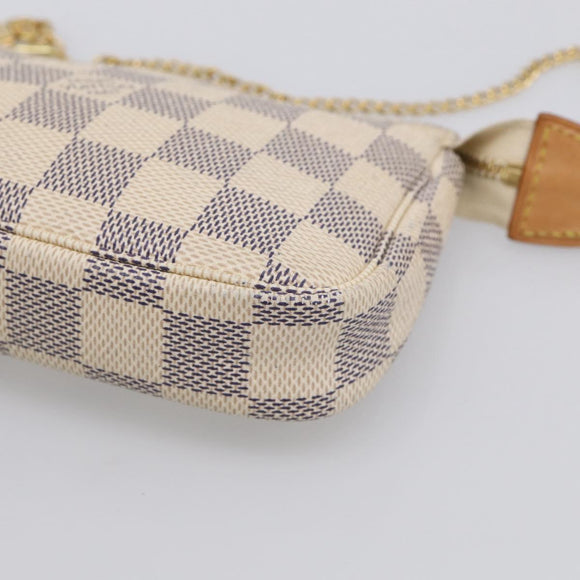 LOUIS VUITTON Damier Azur Mini Pochette Accessoires Pouch N63005 LV Auth ka7044