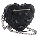 Balenciaga Luca Goal Heart Chain Bag Leather Black Silver 722781 Auth ka7045M-1