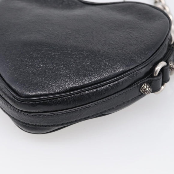 Balenciaga Luca Goal Heart Chain Bag Leather Black Silver 722781 Auth ka7045M