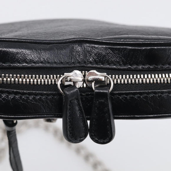 Balenciaga Luca Goal Heart Chain Bag Leather Black Silver 722781 Auth ka7045M
