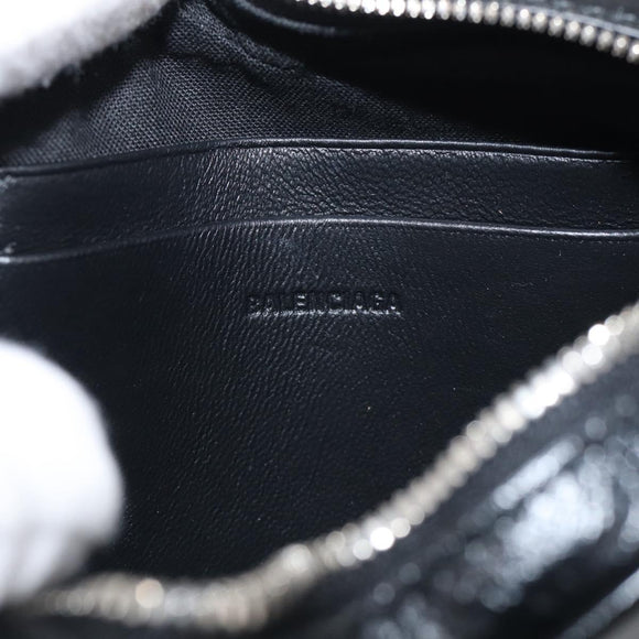 Balenciaga Luca Goal Heart Chain Bag Leather Black Silver 722781 Auth ka7045M