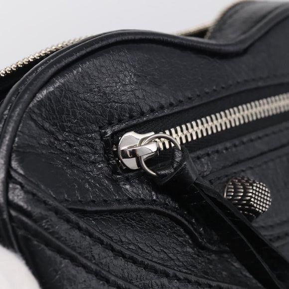 Balenciaga Luca Goal Heart Chain Bag Leather Black Silver 722781 Auth ka7045M