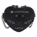 Balenciaga Luca Goal Heart Chain Bag Leather Black Silver 722781 Auth ka7045M-2