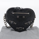 Balenciaga Luca Goal Heart Chain Bag Leather Black Silver 722781 Auth ka7045M-22