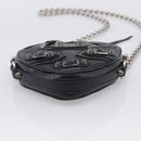 Balenciaga Luca Goal Heart Chain Bag Leather Black Silver 722781 Auth ka7045M-7