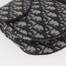 Christian Dior Trotter Canvas Saddle Hand Bag Navy Gold Auth ka7046SAV-13
