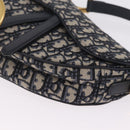 Christian Dior Trotter Canvas Saddle Hand Bag Navy Gold Auth ka7046SAV-14