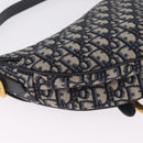 Christian Dior Trotter Canvas Saddle Hand Bag Navy Gold Auth ka7046SAV-15