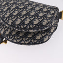 Christian Dior Trotter Canvas Saddle Hand Bag Navy Gold Auth ka7046SAV-16