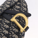 Christian Dior Trotter Canvas Saddle Hand Bag Navy Gold Auth ka7046SAV-18