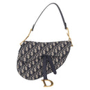 Christian Dior Trotter Canvas Saddle Hand Bag Navy Gold Auth ka7046SAV-2
