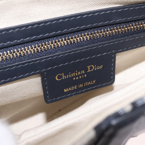 Christian Dior Trotter Canvas Saddle Hand Bag Navy Gold Auth ka7046SAV