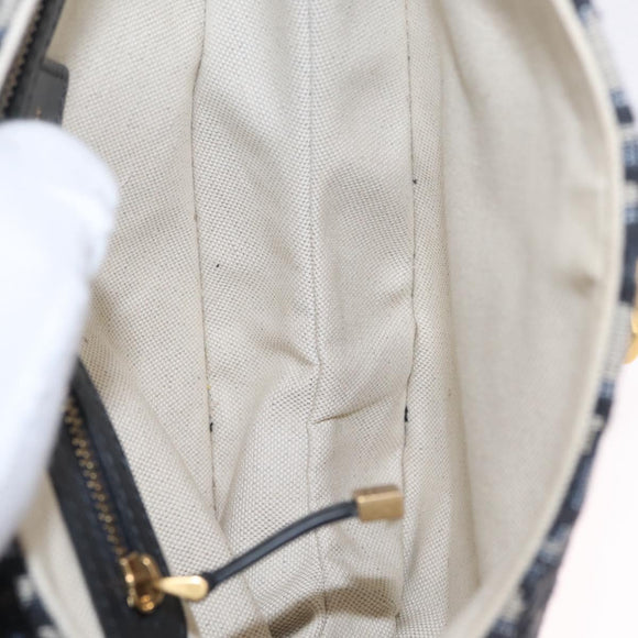 Christian Dior Trotter Canvas Saddle Hand Bag Navy Gold Auth ka7046SAV