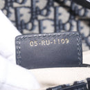 Christian Dior Trotter Canvas Saddle Hand Bag Navy Gold Auth ka7046SAV-27
