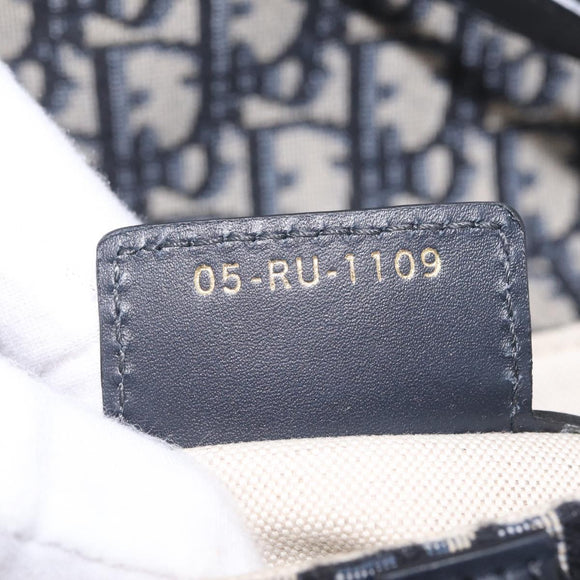 Christian Dior Trotter Canvas Saddle Hand Bag Navy Gold Auth ka7046SAV