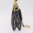 Christian Dior Trotter Canvas Saddle Hand Bag Navy Gold Auth ka7046SAV-4