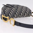 Christian Dior Trotter Canvas Saddle Hand Bag Navy Gold Auth ka7046SAV-6