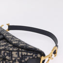 Christian Dior Trotter Canvas Saddle Hand Bag Navy Gold Auth ka7046SAV-8