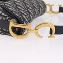 Christian Dior Trotter Canvas Saddle Hand Bag Navy Gold Auth ka7046SAV-9