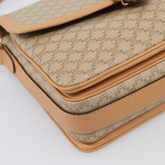 CELINE Macadam Canvas Shoulder Bag PVC Beige Gold Auth ka7047