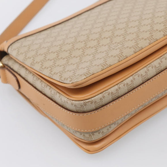 CELINE Macadam Canvas Shoulder Bag PVC Beige Gold Auth ka7047