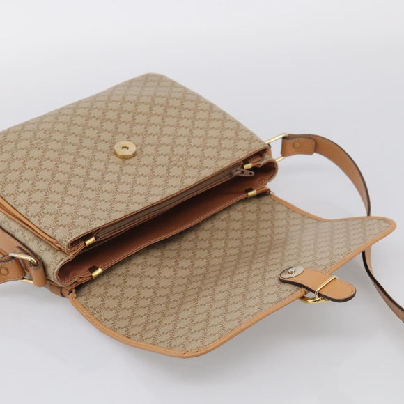 CELINE Macadam Canvas Shoulder Bag PVC Beige Gold Auth ka7047