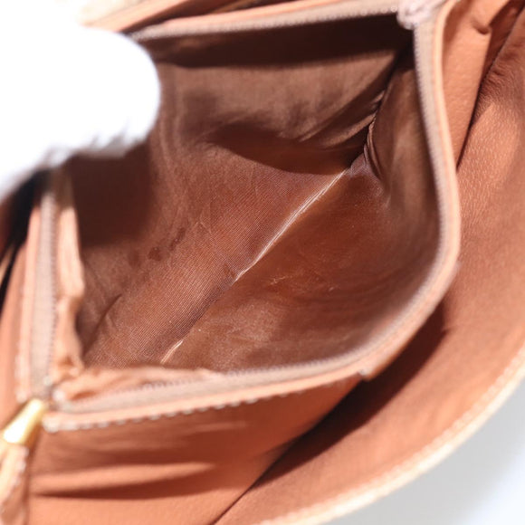 CELINE Macadam Canvas Shoulder Bag PVC Beige Gold Auth ka7047