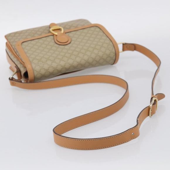 CELINE Macadam Canvas Shoulder Bag PVC Beige Gold Auth ka7047