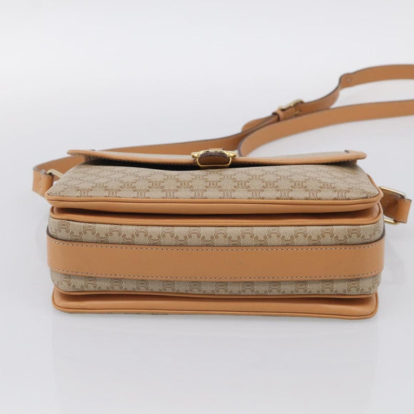 CELINE Macadam Canvas Shoulder Bag PVC Beige Gold Auth ka7047