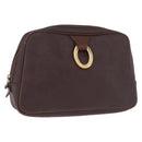 Christian Dior Trotter Canvas Clutch Bag PVC Brown Gold Auth ka7048-1