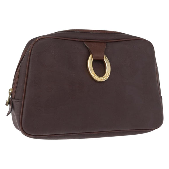 Christian Dior Trotter Canvas Clutch Bag PVC Brown Gold Auth ka7048