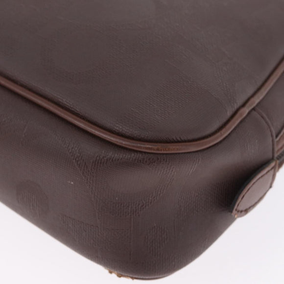 Christian Dior Trotter Canvas Clutch Bag PVC Brown Gold Auth ka7048