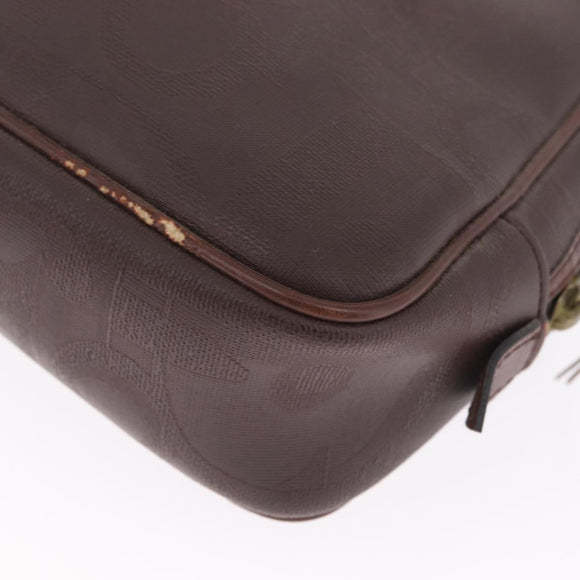 Christian Dior Trotter Canvas Clutch Bag PVC Brown Gold Auth ka7048