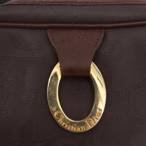 Christian Dior Trotter Canvas Clutch Bag PVC Brown Gold Auth ka7048