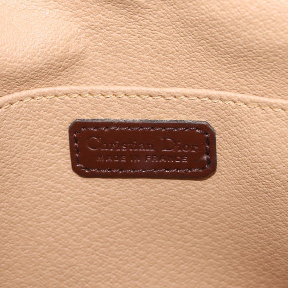 Christian Dior Trotter Canvas Clutch Bag PVC Brown Gold Auth ka7048